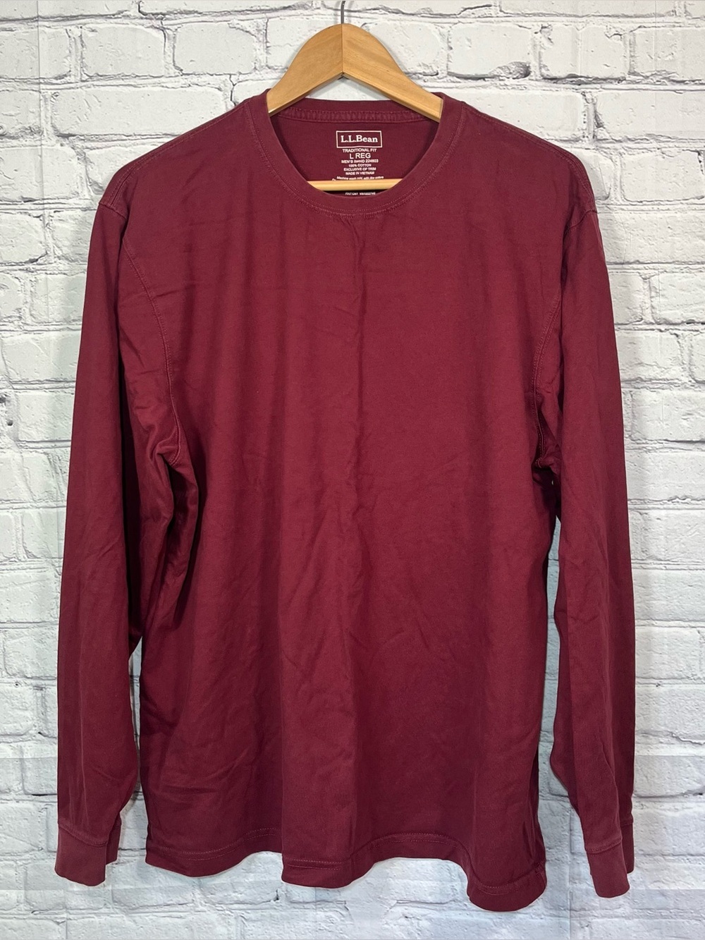 LL Bean Shirt Mens Large Maroon Traditional Fit Long Sleeve Casual Pullover